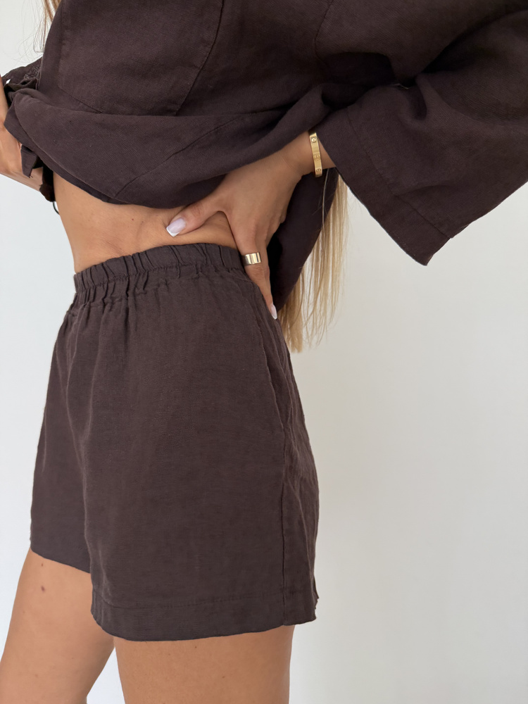 LINEN SHORTS MOCHA
