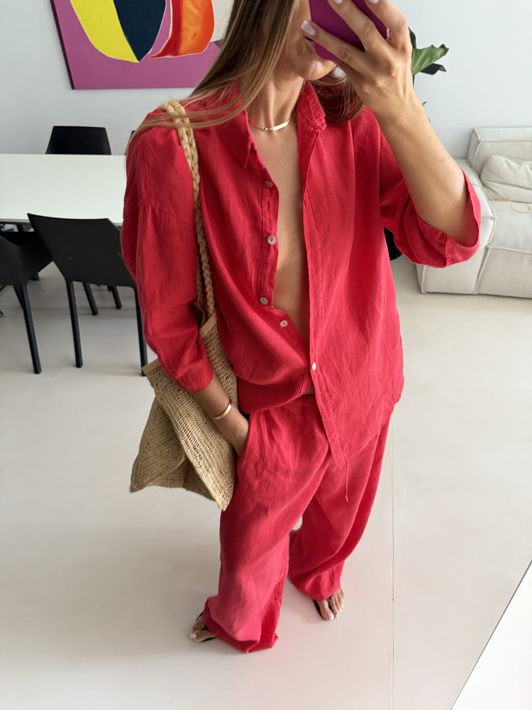 OVERSIZE LINEN SHIRT POPPY