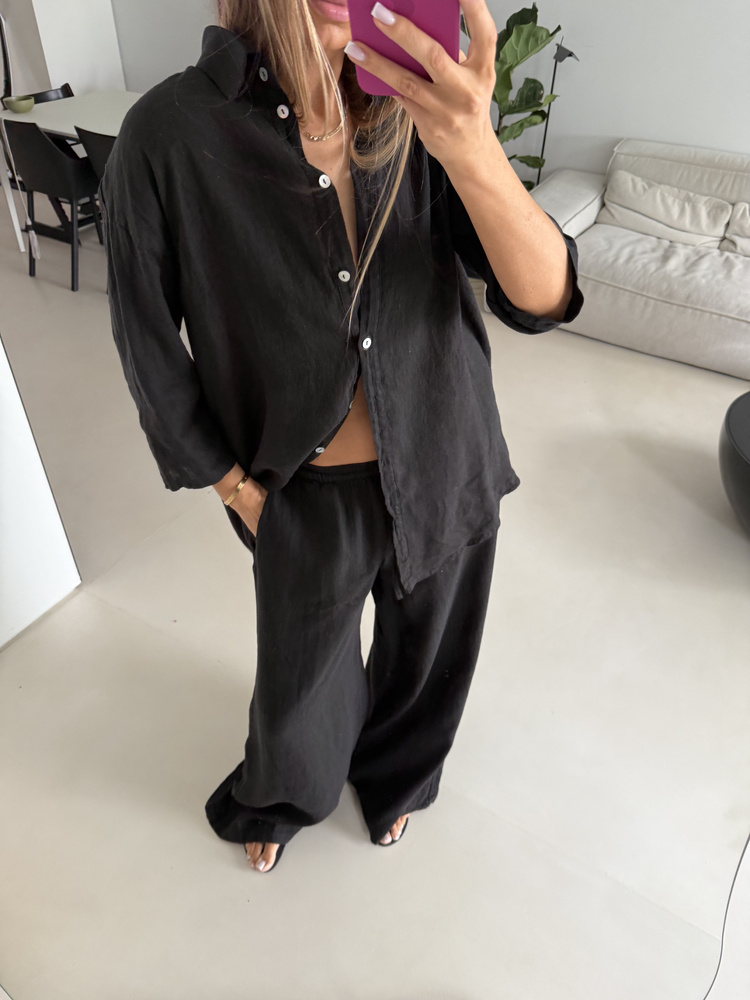 OVERSIZE LINEN SHIRT BLACK