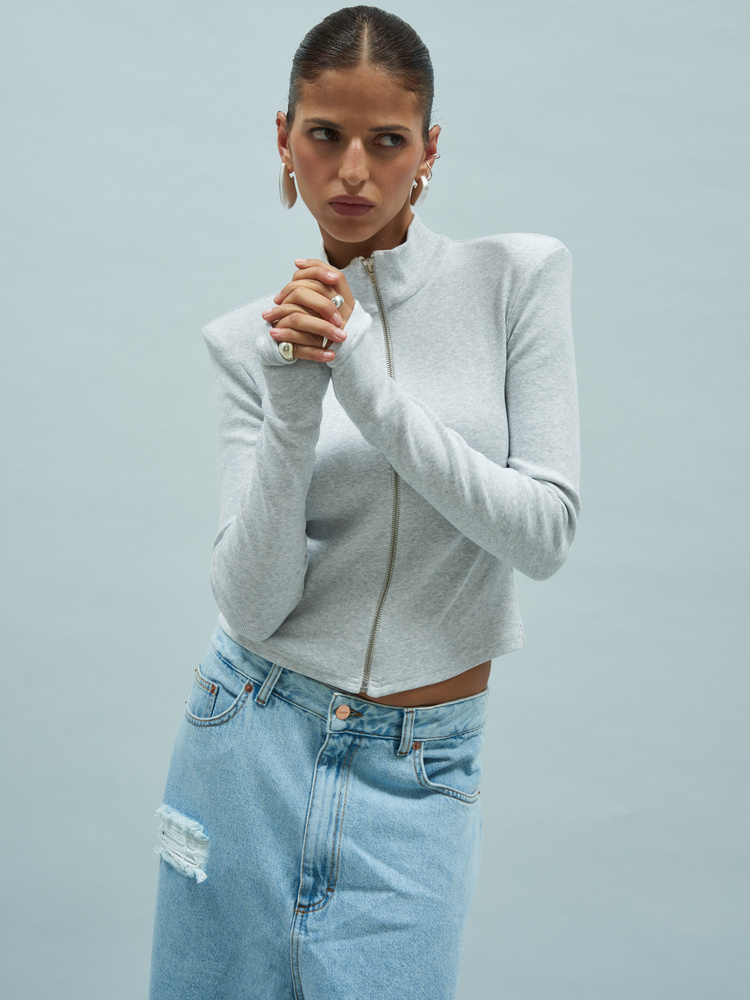 VIVIAN ZIP GREY LONGSLEEVE