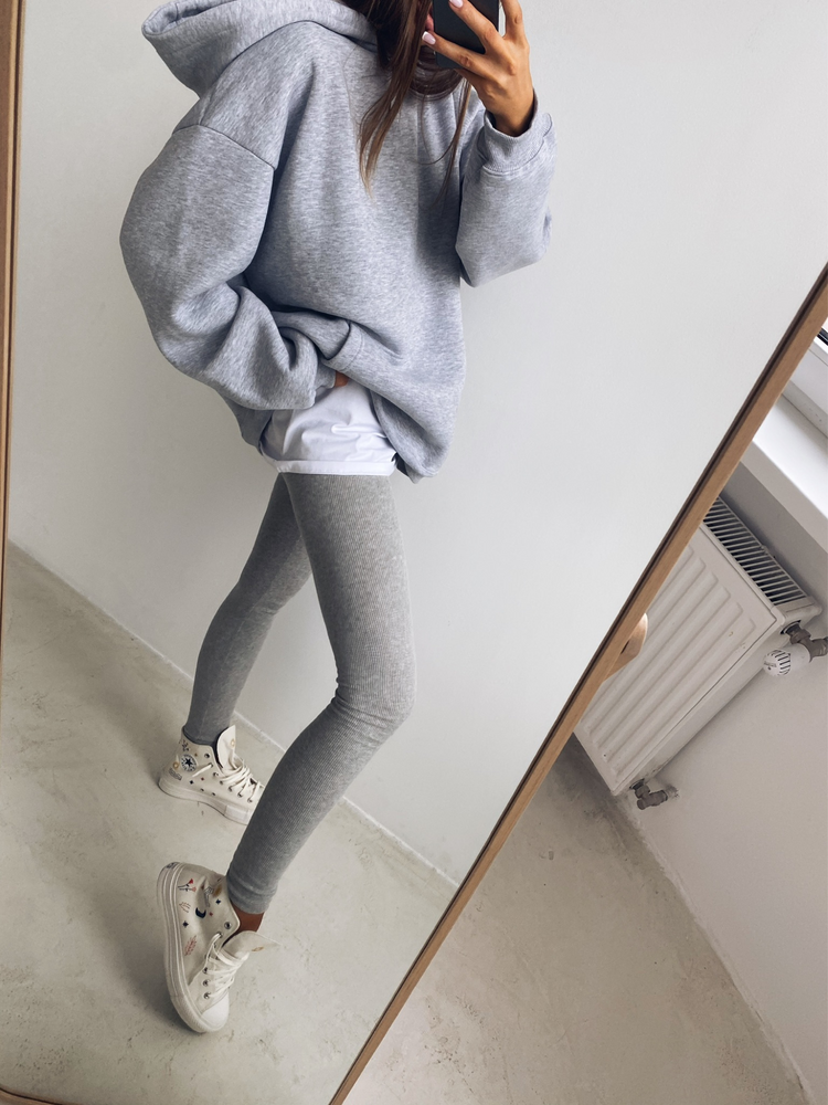 RIBBED GREY LEGGINS 