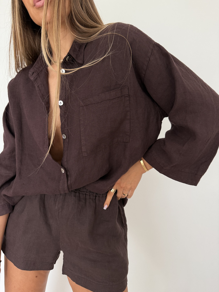 LINEN SHORTS MOCHA