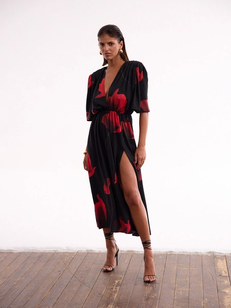 DAHLIA RED POPPY DRESS