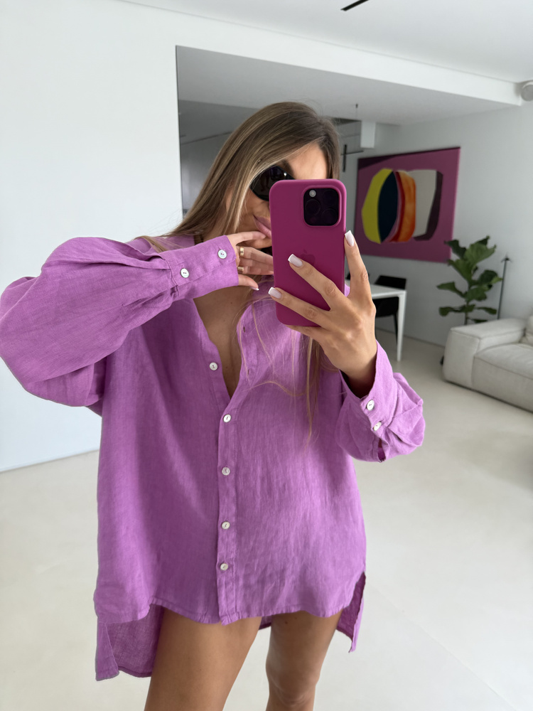 LINEN MAXI SHIRT GRAPE