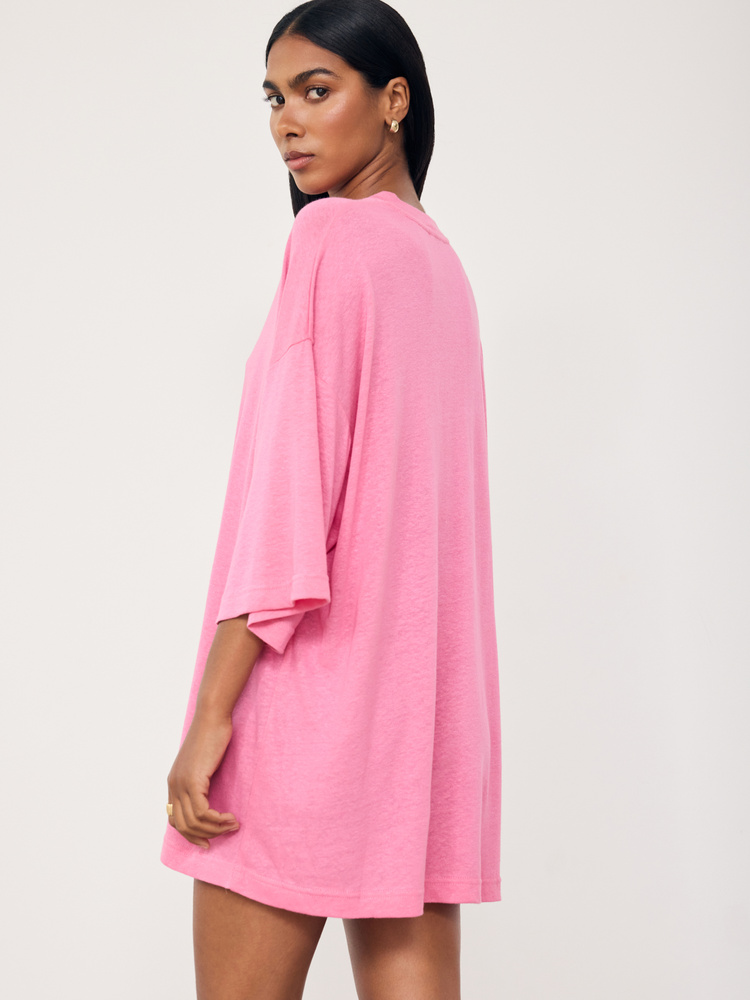 T-SHIRT BOYFRIEND LINEN PINK