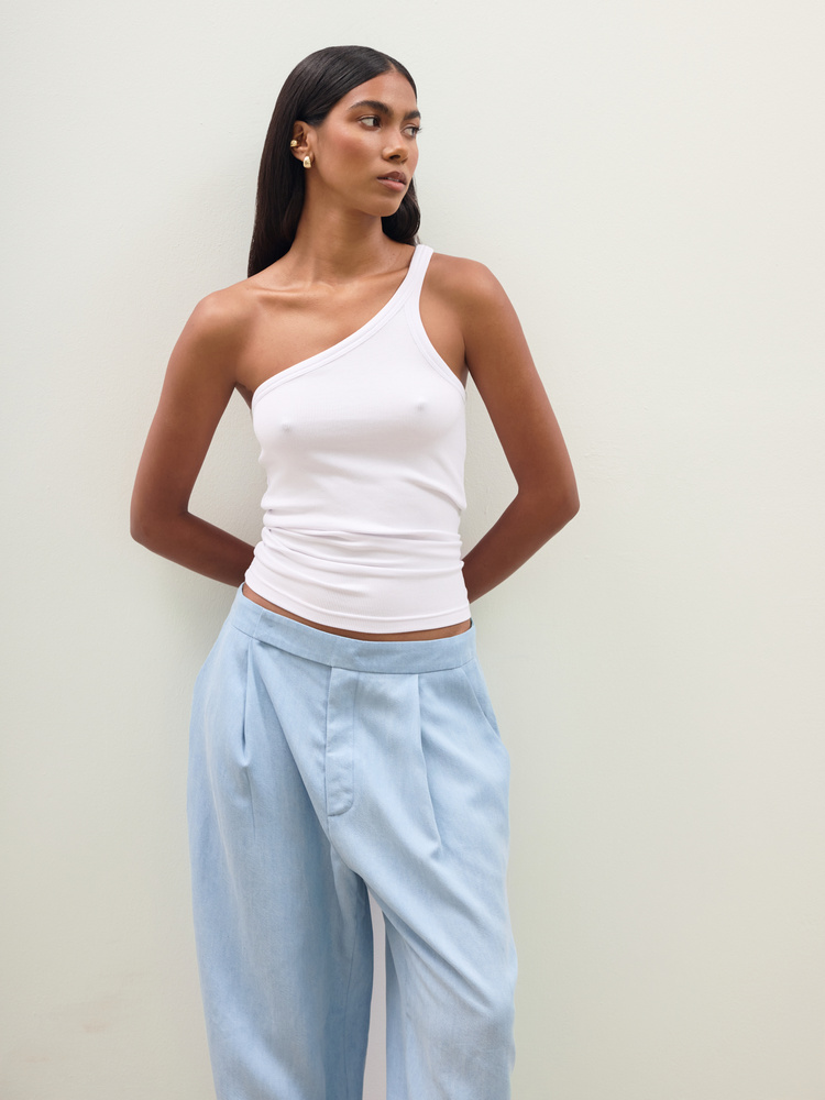 TOP ASYMETRIC RIB WHITE