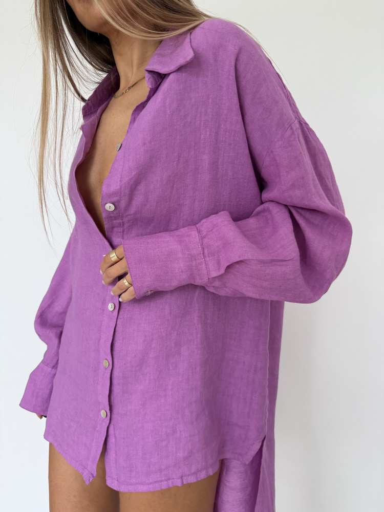 LINEN MAXI SHIRT GRAPE