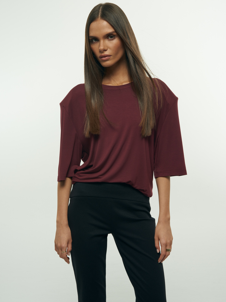 EMI PADDED BURGUNDY T-SHIRT