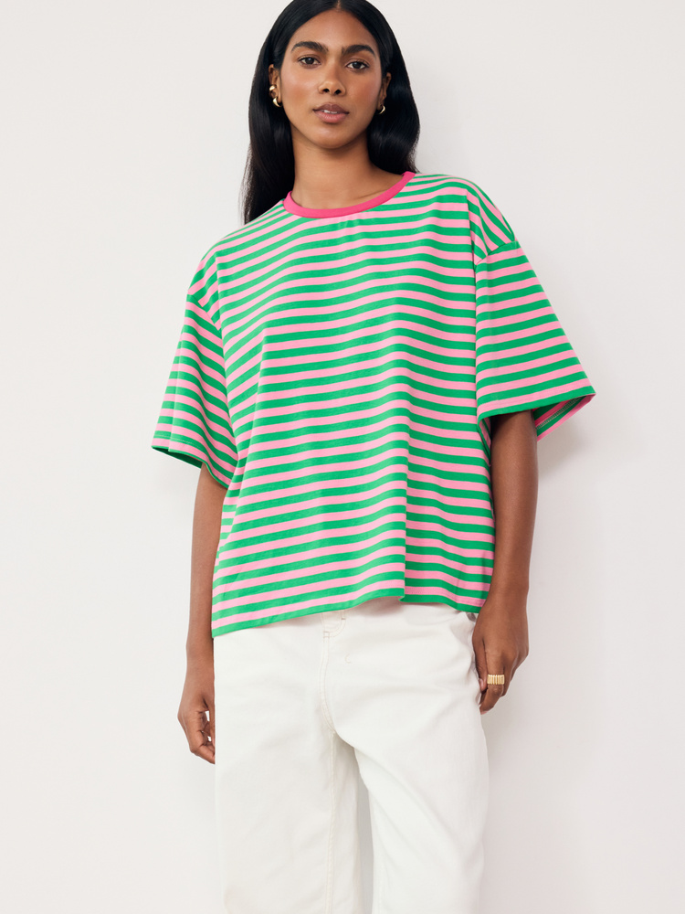 T-SHIRT O-NECK GREEN STRIPES 