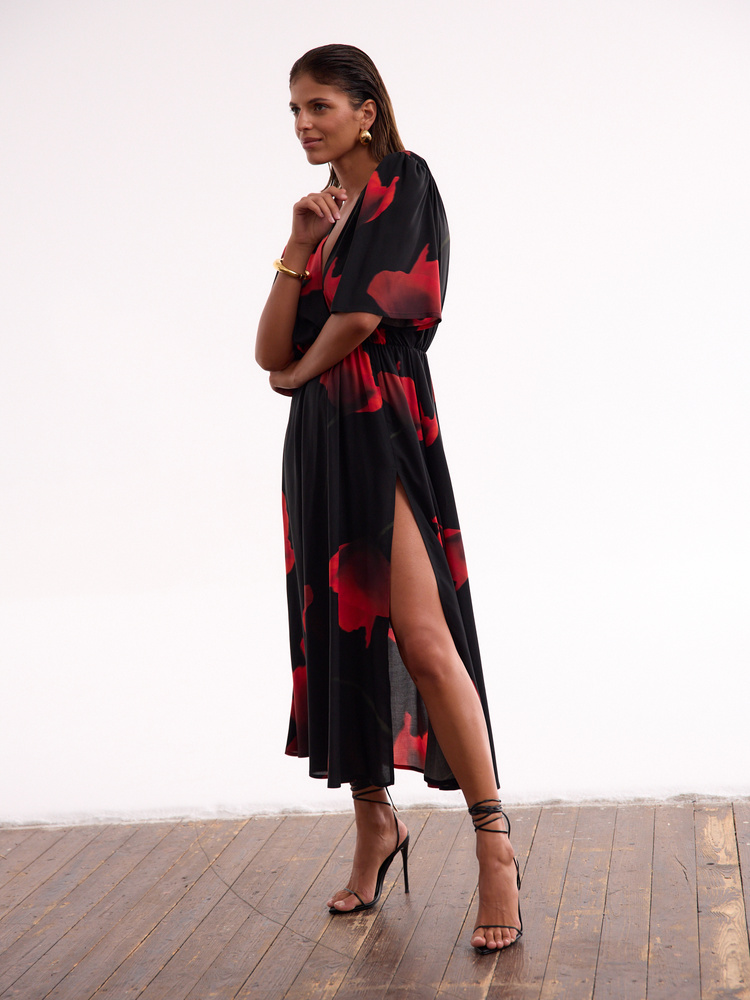 DAHLIA RED POPPY DRESS