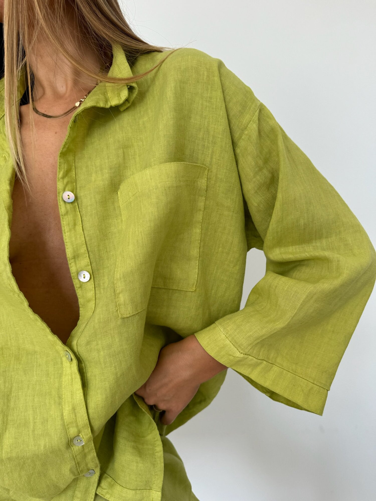 LINEN BOX LIME SHIRT