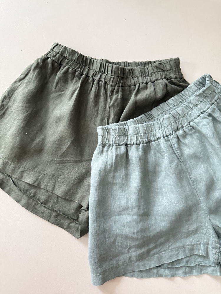 LINEN SHORTS PESTO