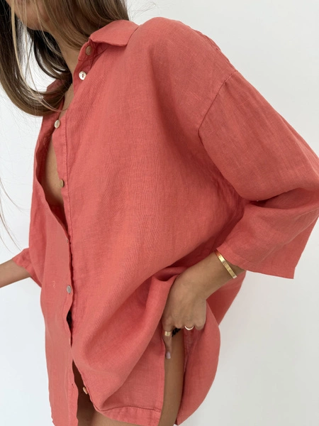 LNIANA KOSZULA OVERSIZE GRANATE