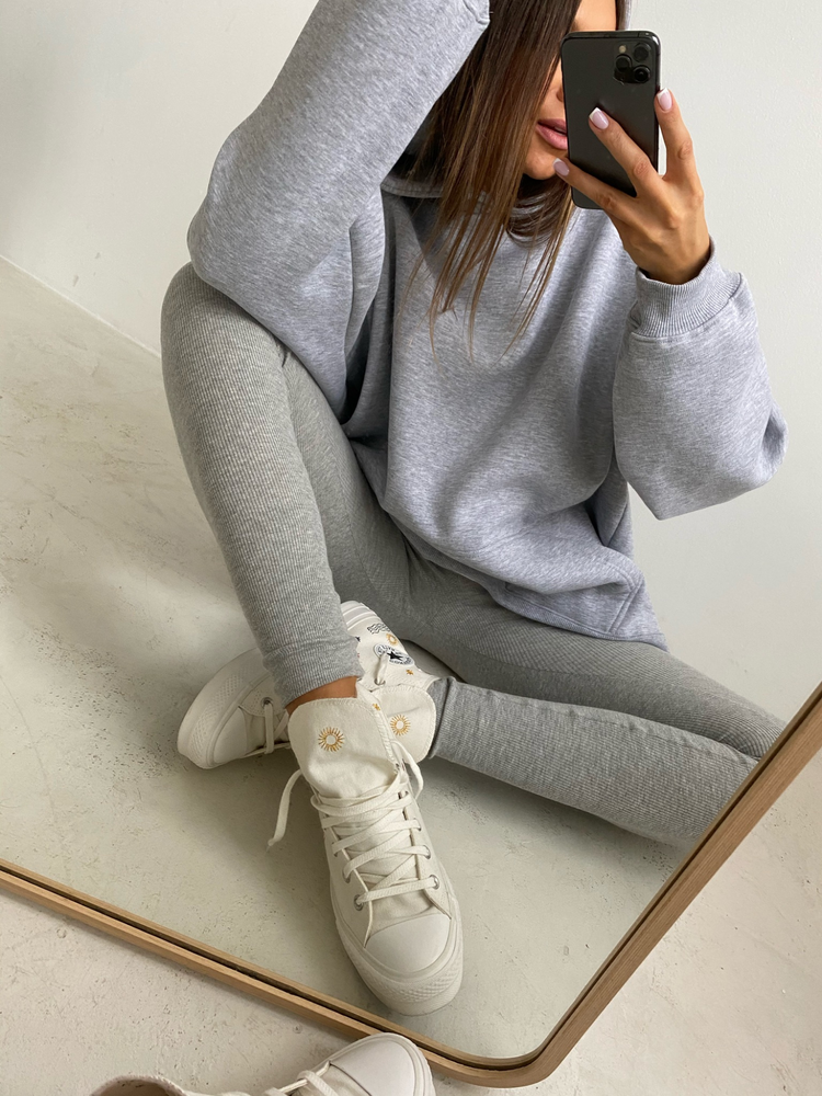 RIBBED GREY LEGGINS 