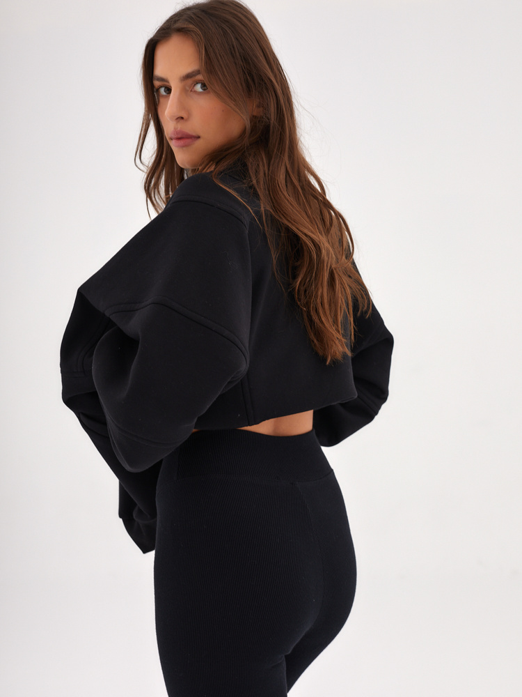 RIBBED BLACK LEGGINGS