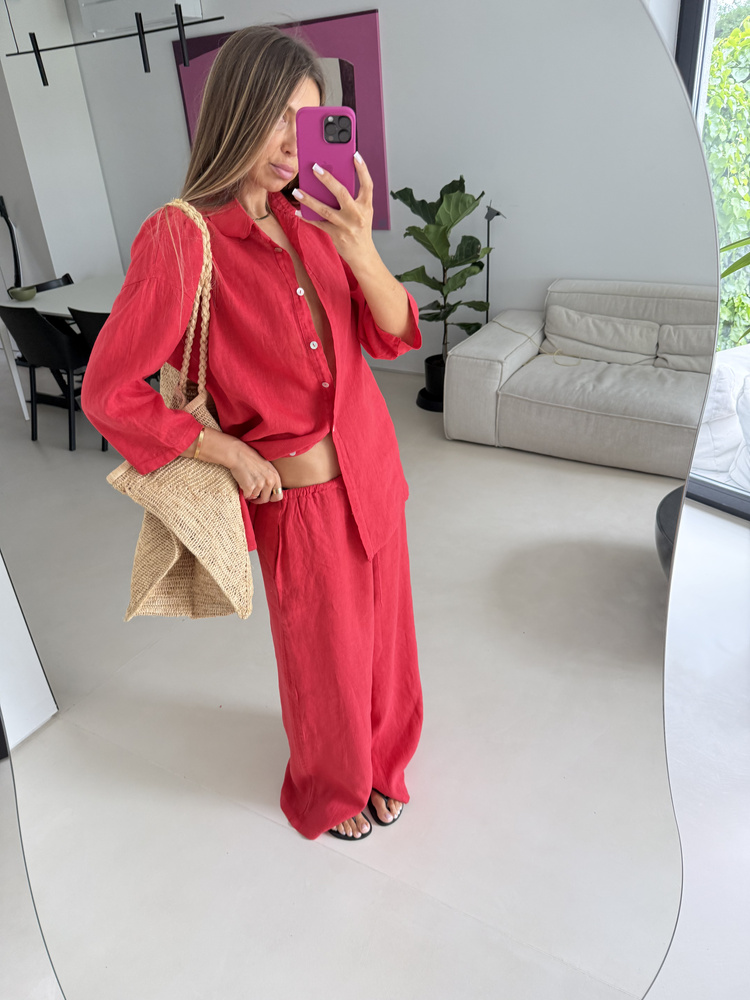 LINEN CHILI LARGE PANTS