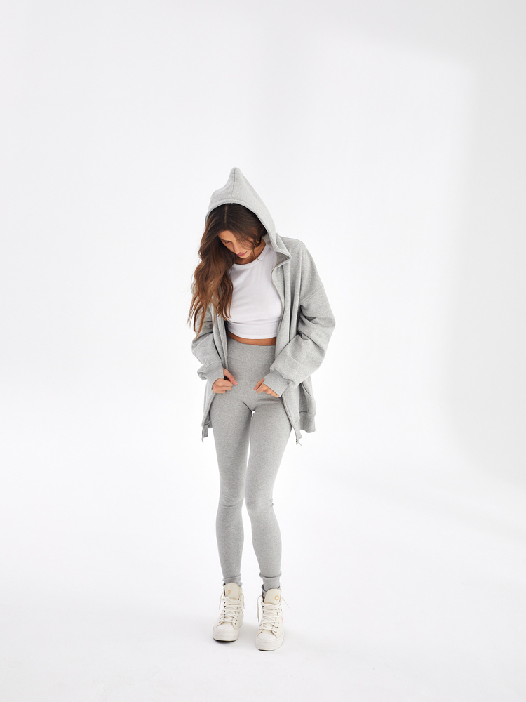 RIBBED GREY LEGGINS 