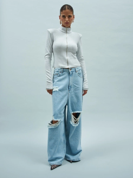 LONGSLEEVE VIVIAN ZIP GREY