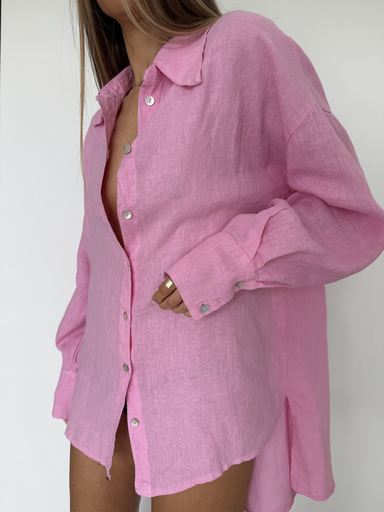 LINEN MAXI SHIRT CANDY