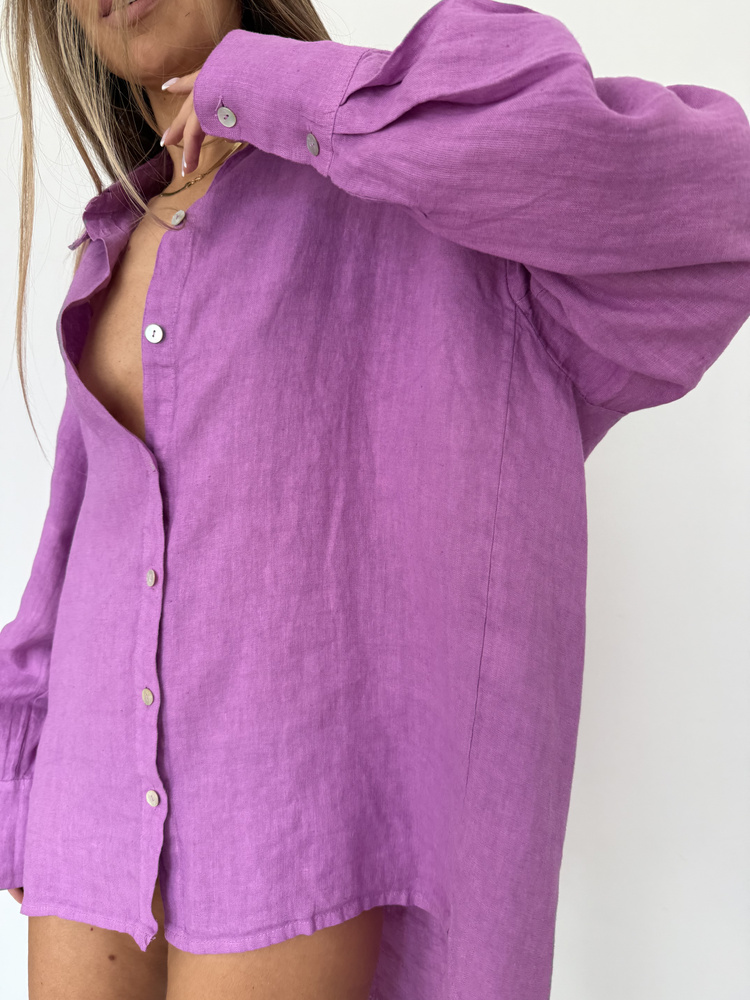 LINEN MAXI SHIRT GRAPE