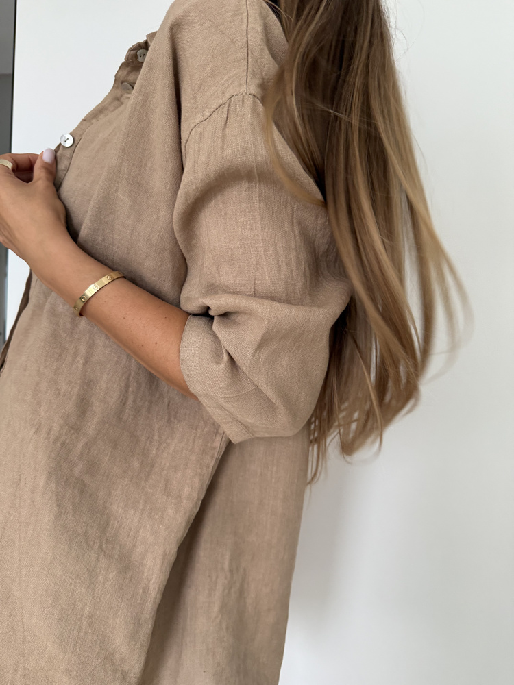 OVERSIZE LINEN SHIRT BEIGE