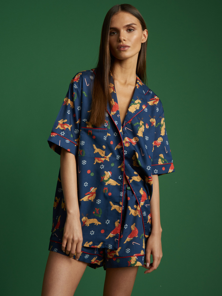 KRÓTKA KOSZULA OD PIŻAMY SANTA'S PUPPY