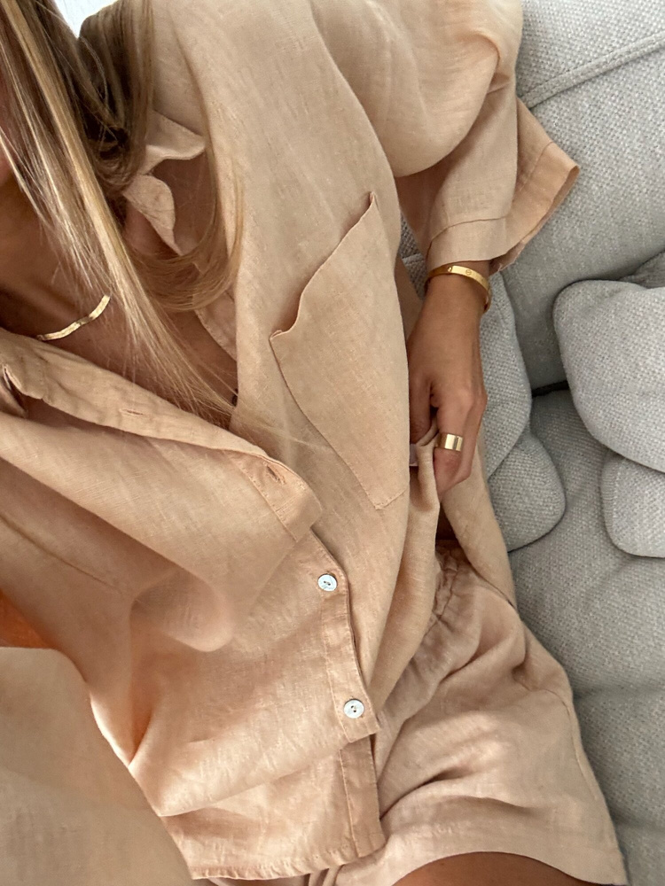LINEN BOX CARAMEL SHIRT