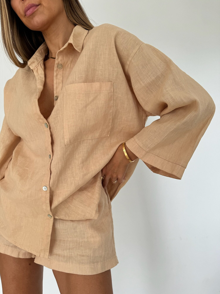 LINEN BOX CARAMEL SHIRT