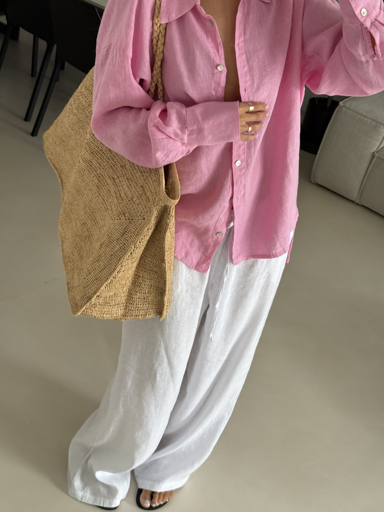 LINEN MAXI SHIRT CANDY