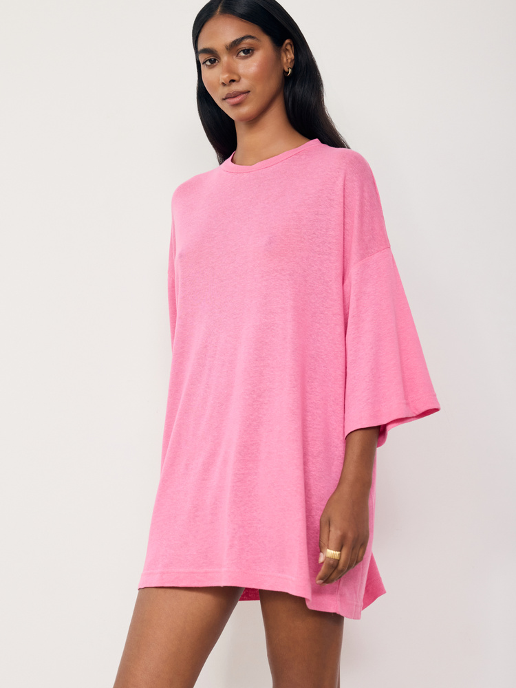 T-SHIRT BOYFRIEND LINEN PINK
