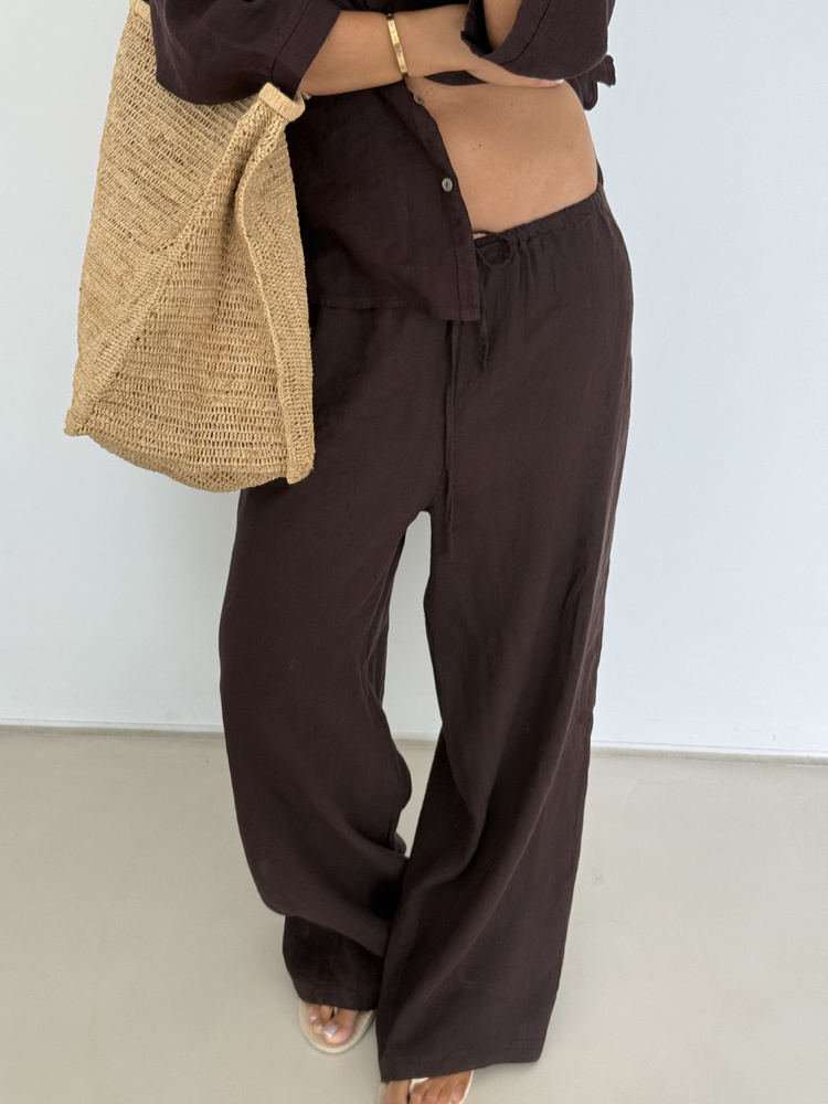 LINEN MOCHA LARGE PANTS