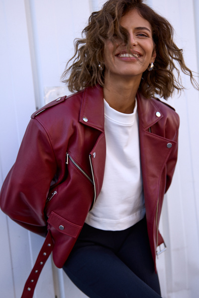 HAILEY BURGUNDY LEATHER JACKET