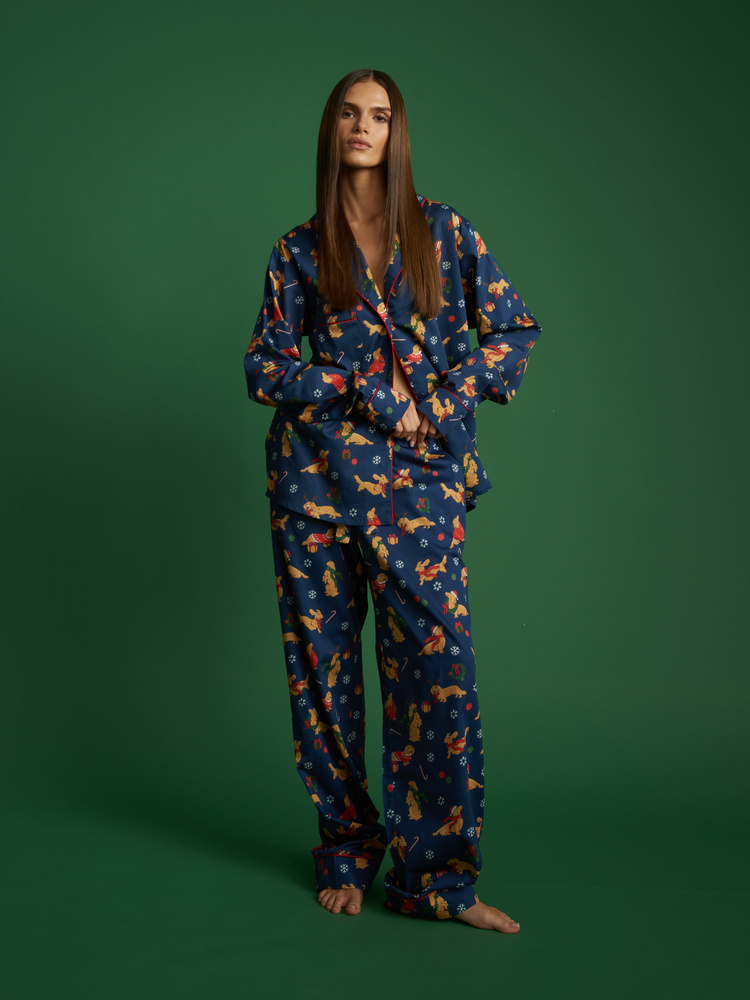 SANTA'S PUPPY PAJAMA SHIRT