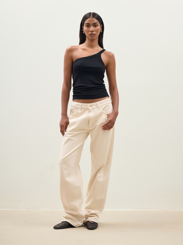 TOP ASYMETRIC RIB BLACK