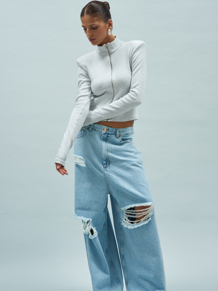 LONGSLEEVE VIVIAN ZIP GREY