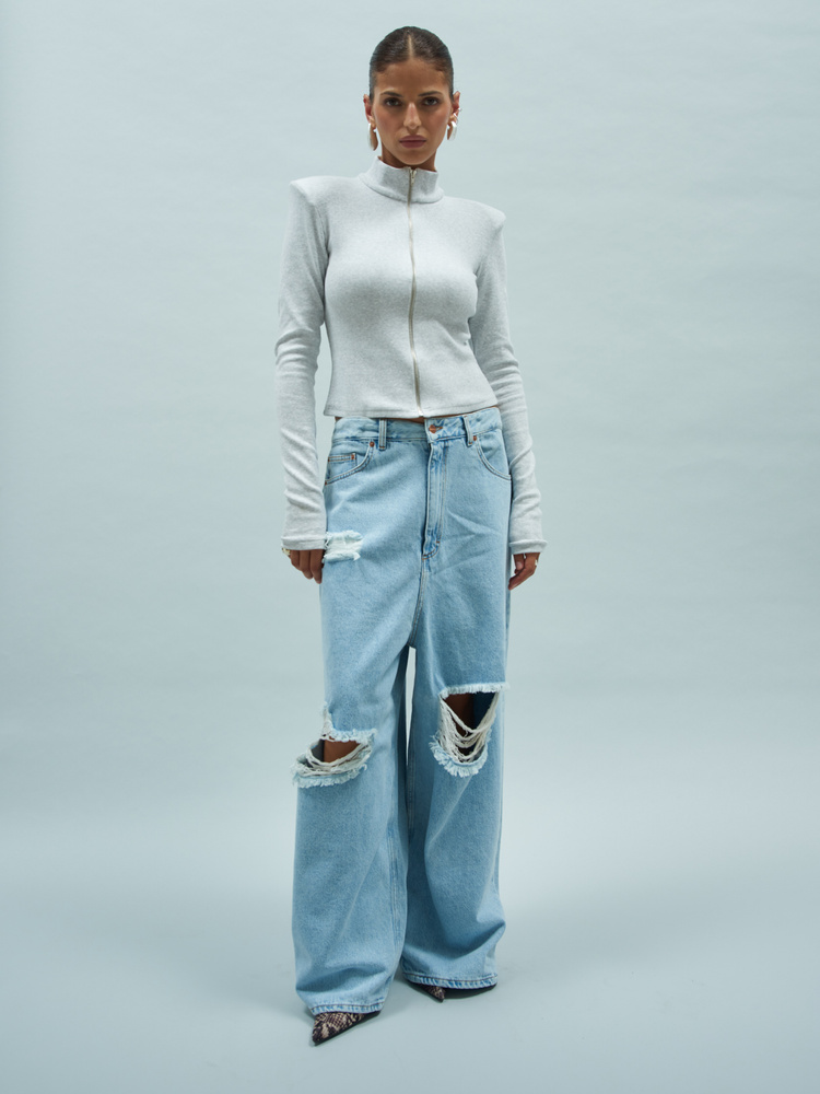 VIVIAN ZIP GREY LONGSLEEVE