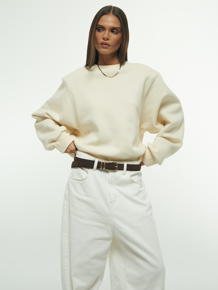 PADDED CREAM SWEATSHIRT
