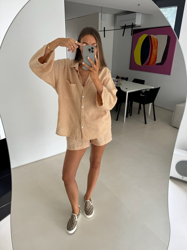 LINEN BOX CARAMEL SHIRT