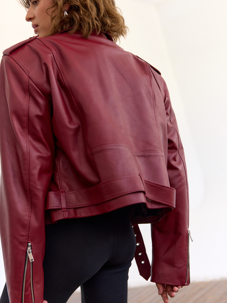 HAILEY BURGUNDY LEATHER JACKET