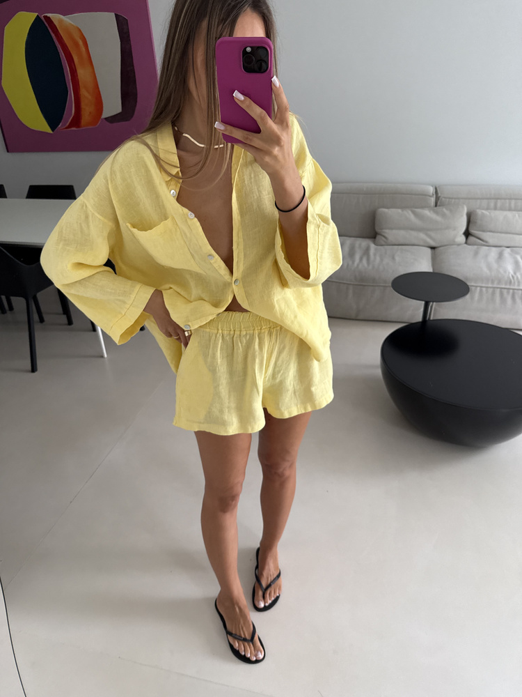 LINEN SHORTS LEMON