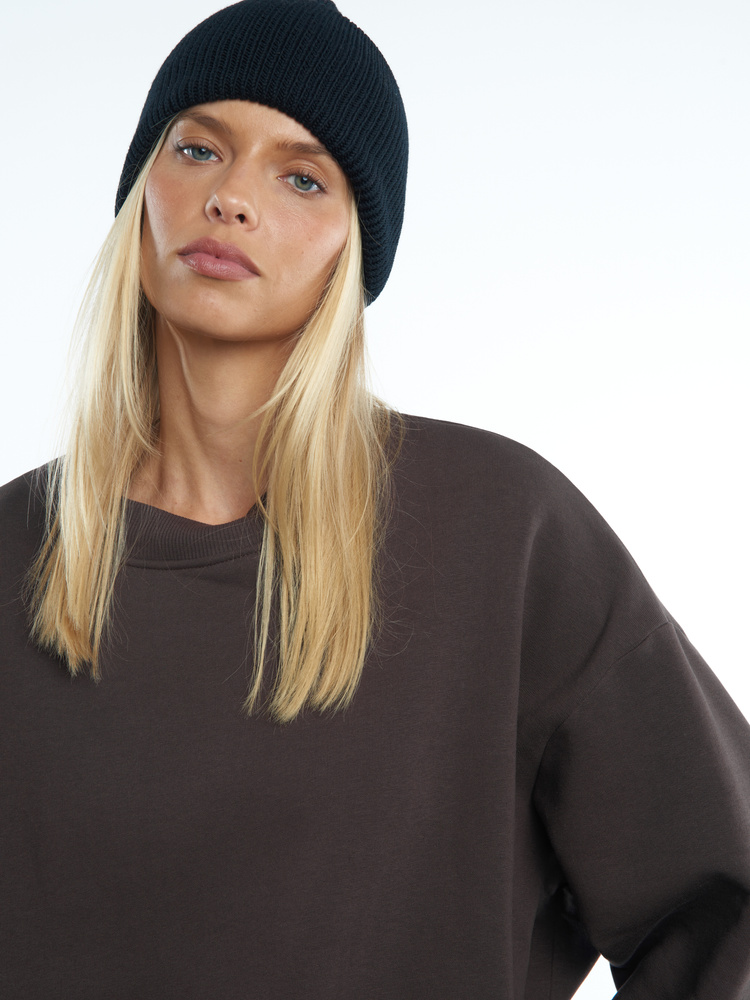 MERINO WOOL BLACK BEANIE 