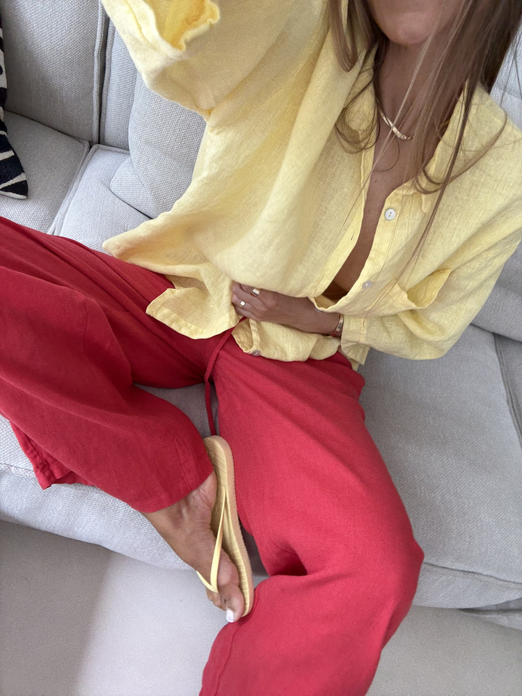 LINEN CHILI LARGE PANTS