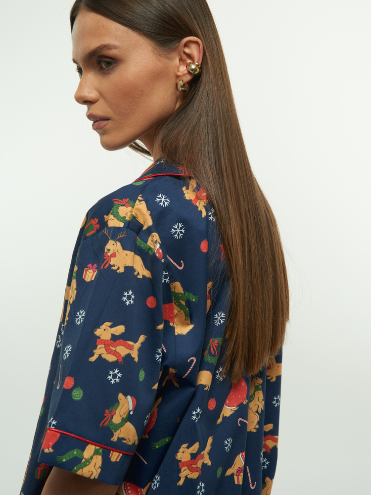 KRÓTKA KOSZULA OD PIŻAMY SANTA'S PUPPY