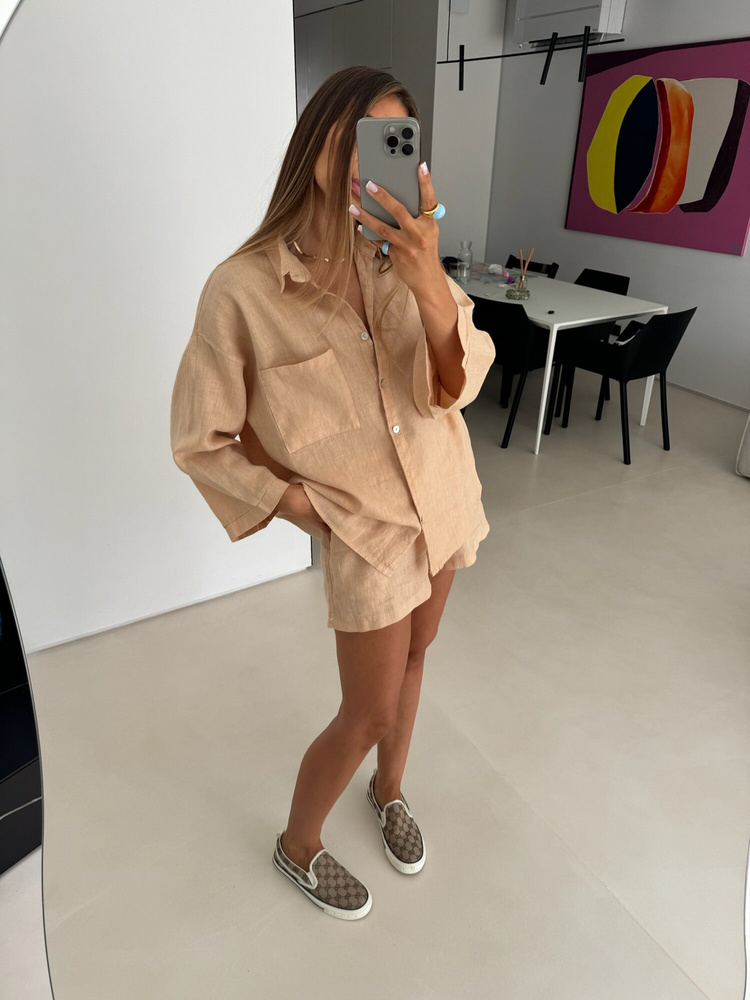 LINEN BOX CARAMEL SHIRT