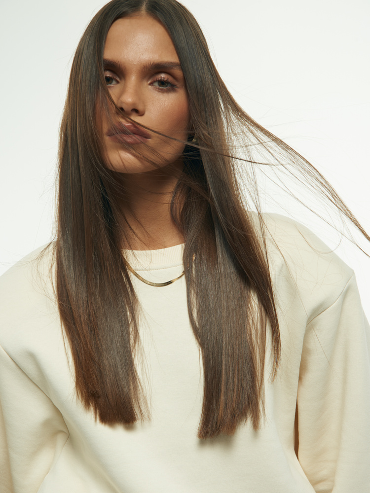 PADDED CREAM SWEATSHIRT