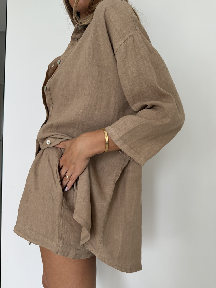 OVERSIZE LINEN SHIRT BEIGE