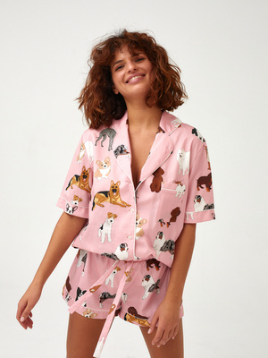 PUPPY LOVER SHORT PAJAMAS SHIRT 