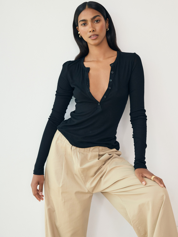 LONGSLEEVE PURE BUTTON BLACK