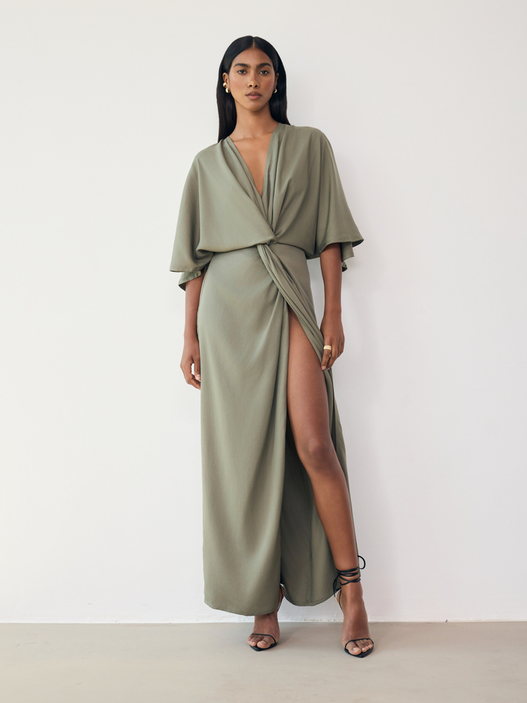 CORA MAXI KHAKI DRESS
