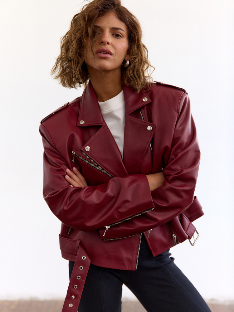 HAILEY BURGUNDY LEATHER JACKET